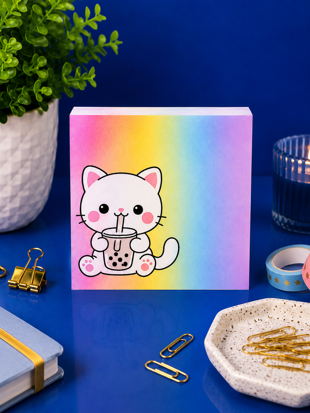 NotePad Cat with Bubble Tea - 3.5 x 3.5