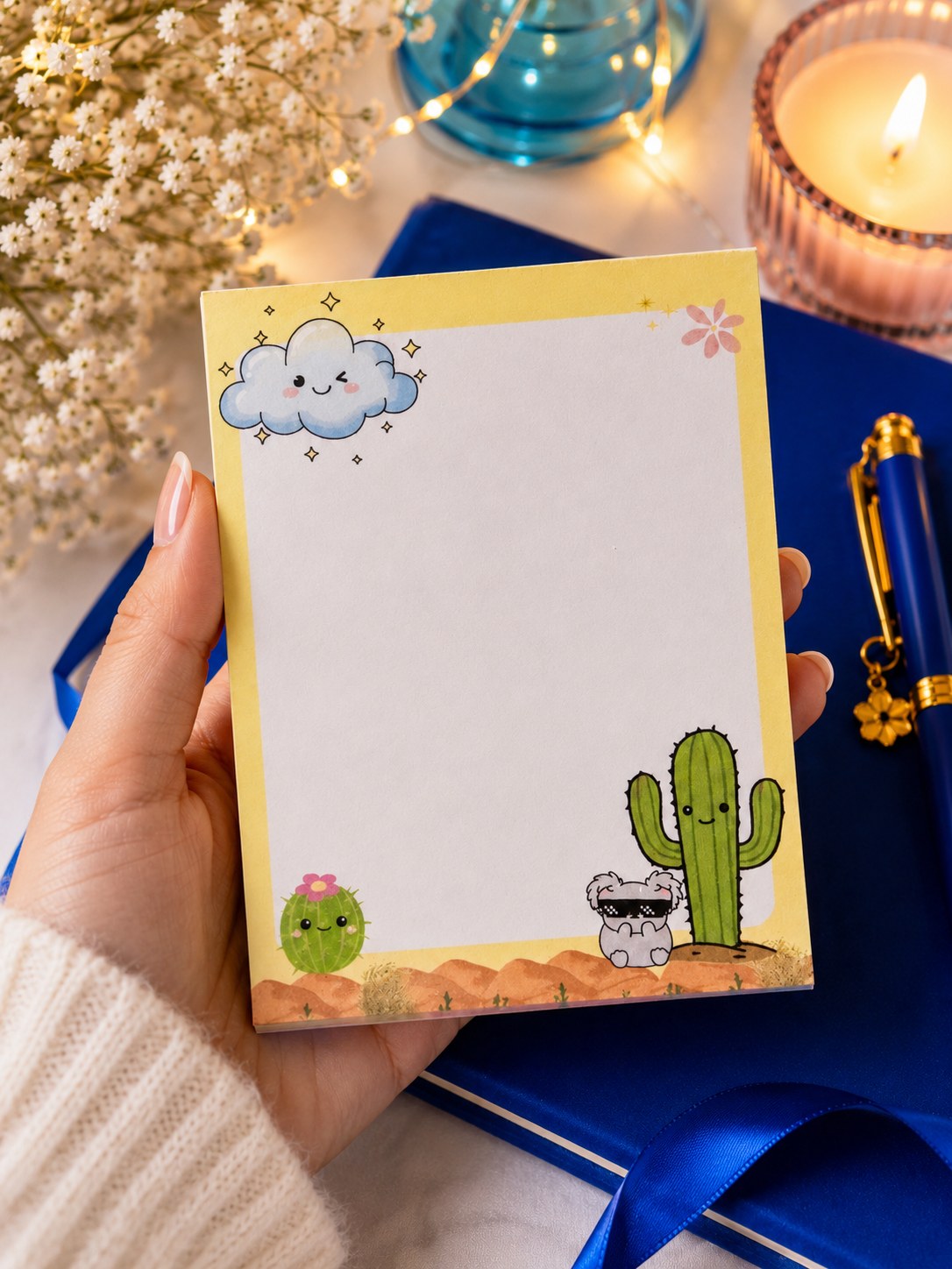 Kawaii Cactus & Koala Memo Pad – 3.75" x 5" Sticky Notepad (50 Sheets) ⭐️