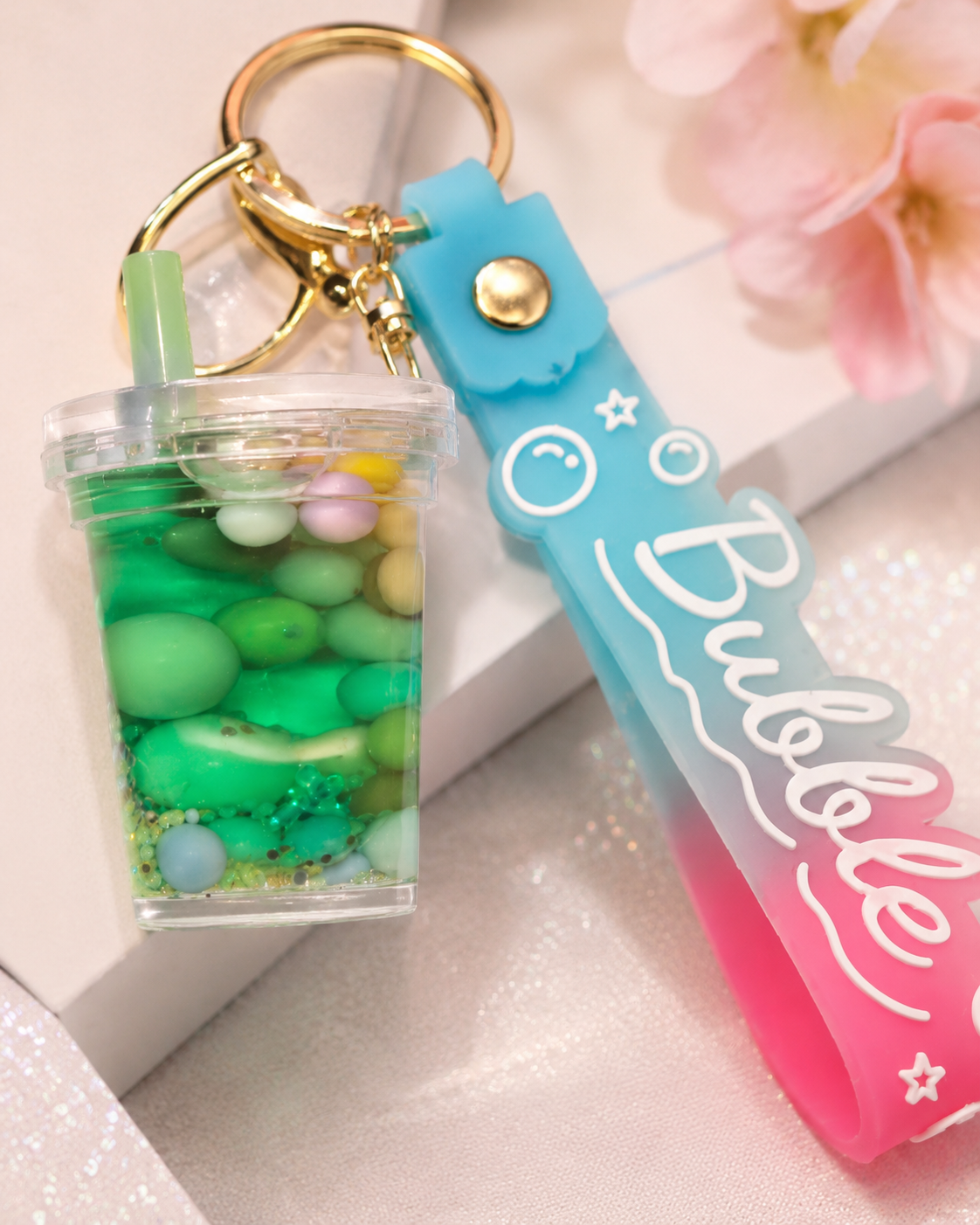 Cute Bubble Tea Shaker Keychain – Random Color Kawaii Charm