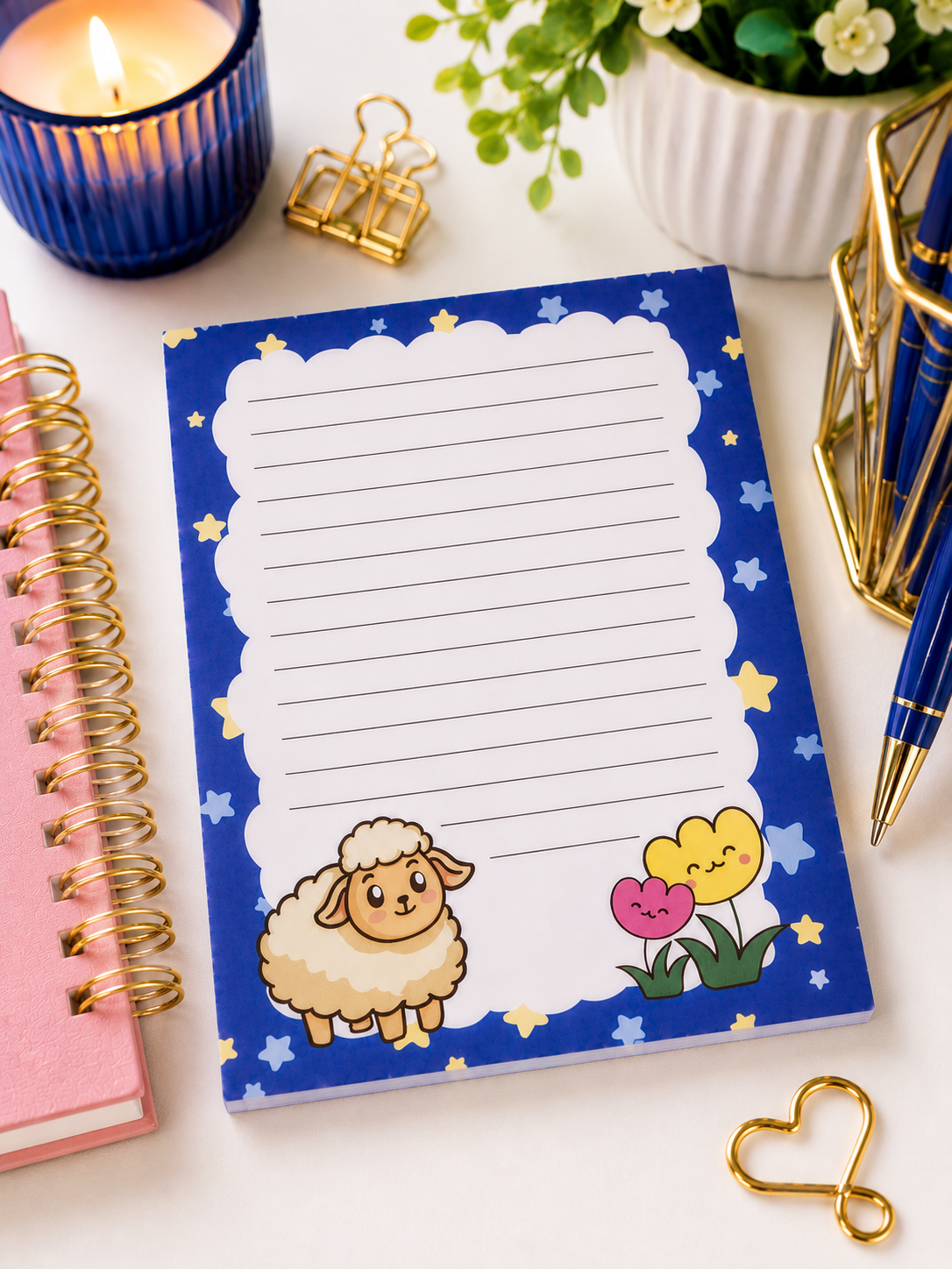 Cute Sheep Notepad | Kawaii Memo Pad 4.25x5.25 | Stationery Gift | To Do List Pad