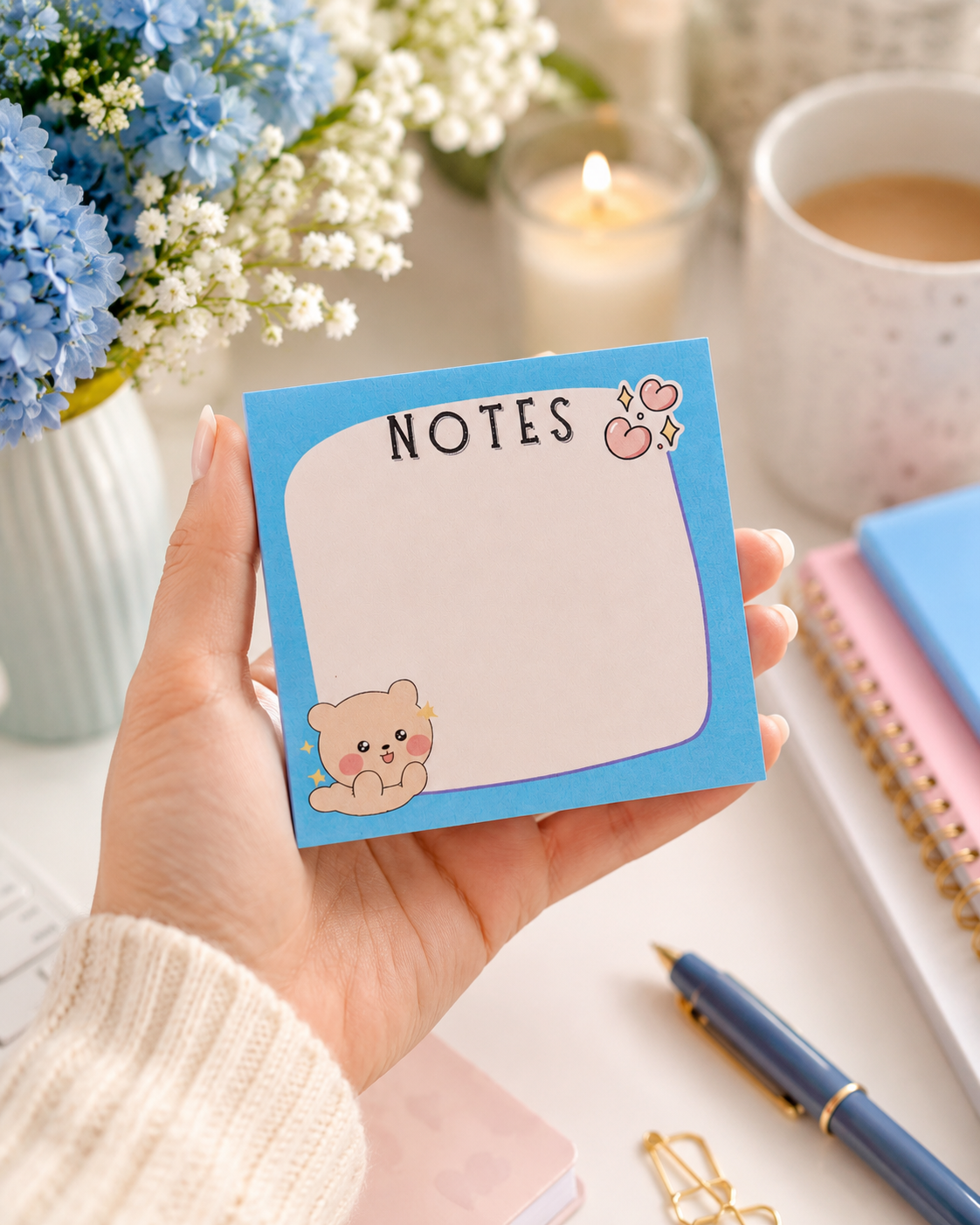 Bloc-Notes Ourson Bleu 3x3 - 50 feuilles