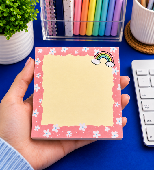 Blocs-notes Fleurs et arc-en-ciel - Amoureux de papeterie - 3.25'' x 3.25'' po - Couleur Pastel kawaii