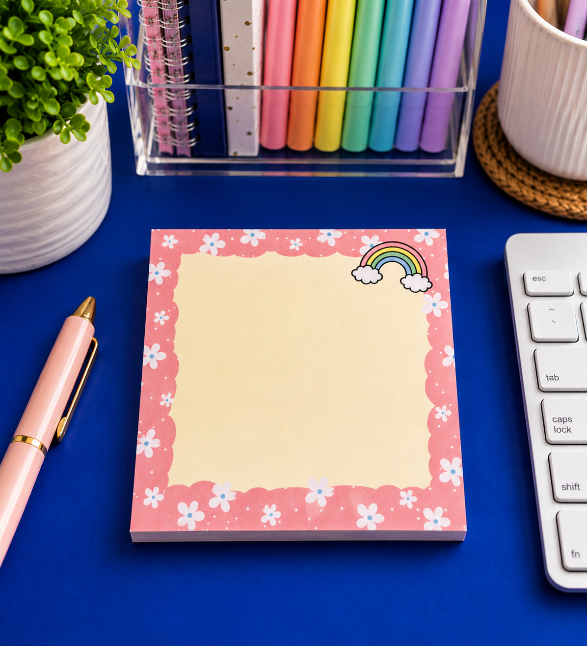 Blocs-notes Fleurs et arc-en-ciel - Amoureux de papeterie - 3.25'' x 3.25'' po - Couleur Pastel kawaii
