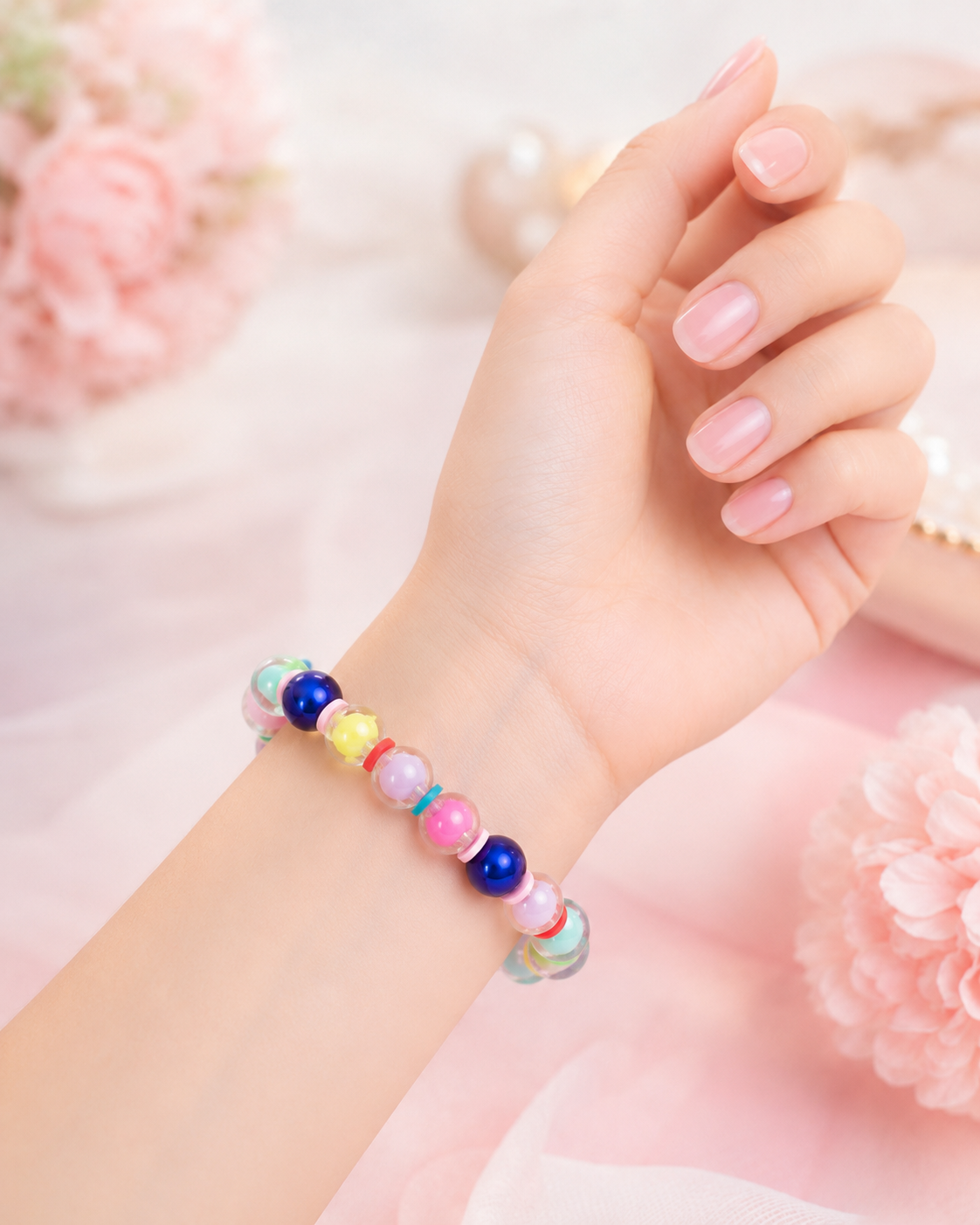 Pastel Rainbow Beaded Bracelet 💙🌈