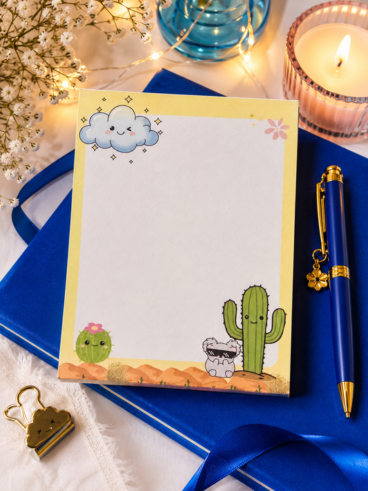 Kawaii Cactus & Koala Memo Pad – 3.75" x 5" Sticky Notepad (50 Sheets) ⭐️