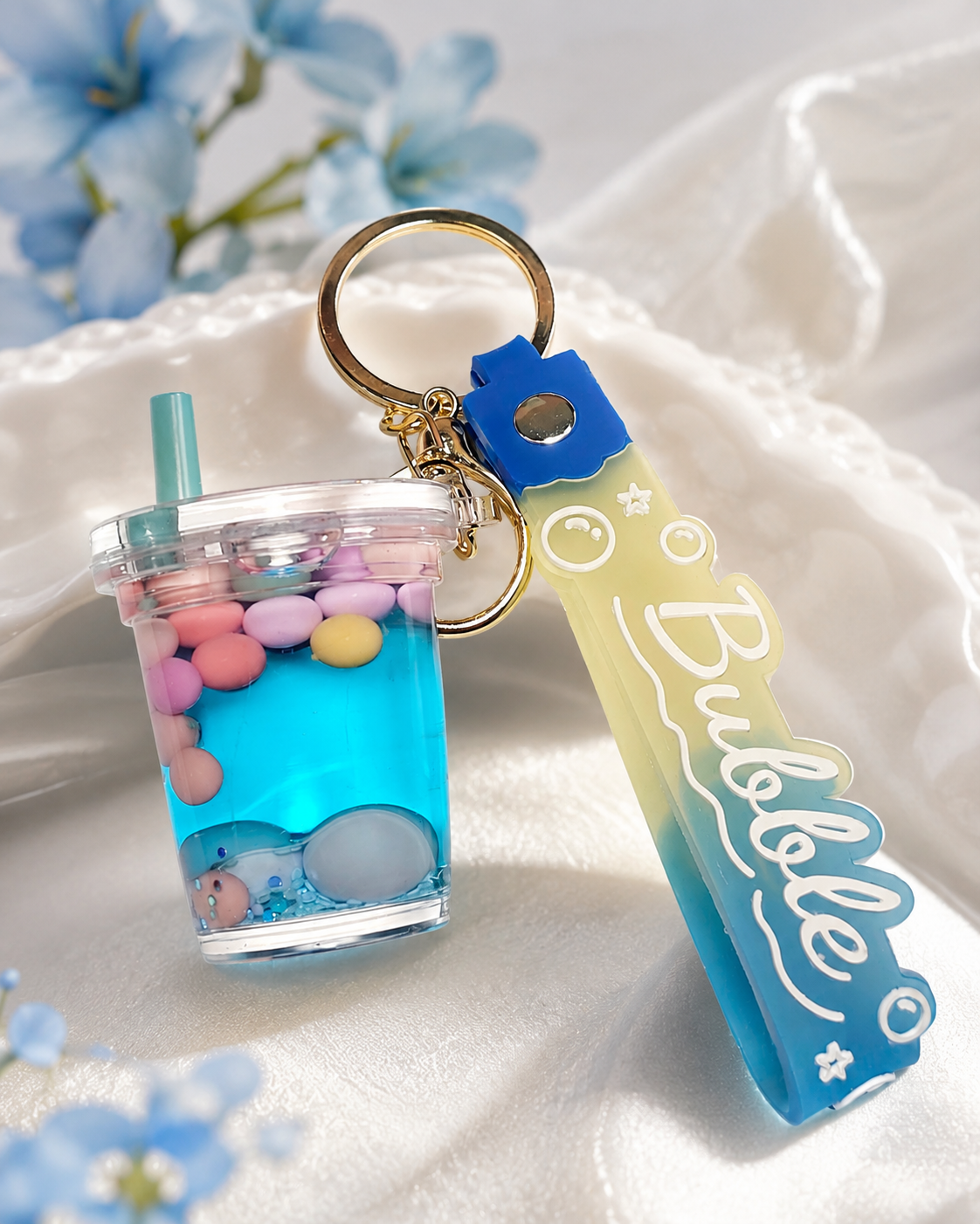 Cute Bubble Tea Shaker Keychain – Random Color Kawaii Charm