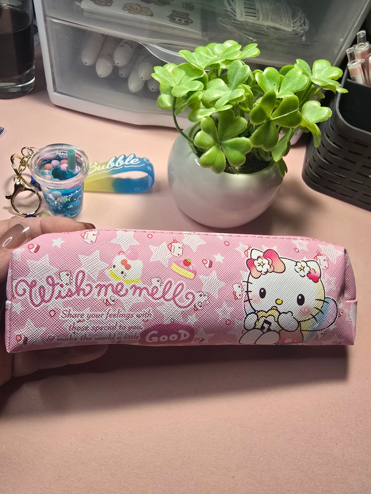 Hello Kitty Pink Pencil Case – Cute Kawaii Zipper Pouch for School & Office
