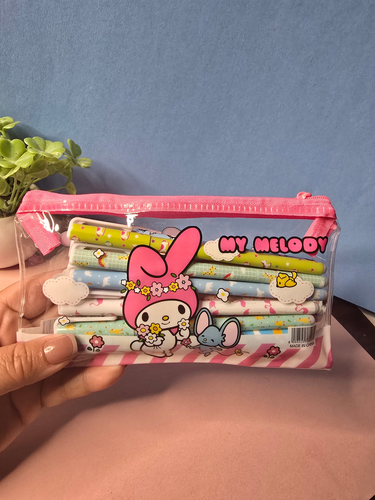 My Melody Transparent Pencil Case – Cute Kawaii Stationery Pouch 💙