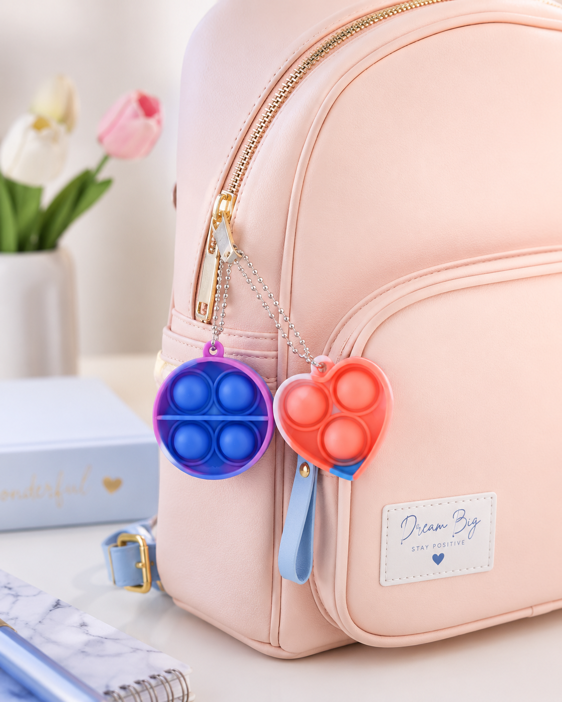 Mini Pop It Keychain – One Random Color & Style – Sensory Fidget Toy