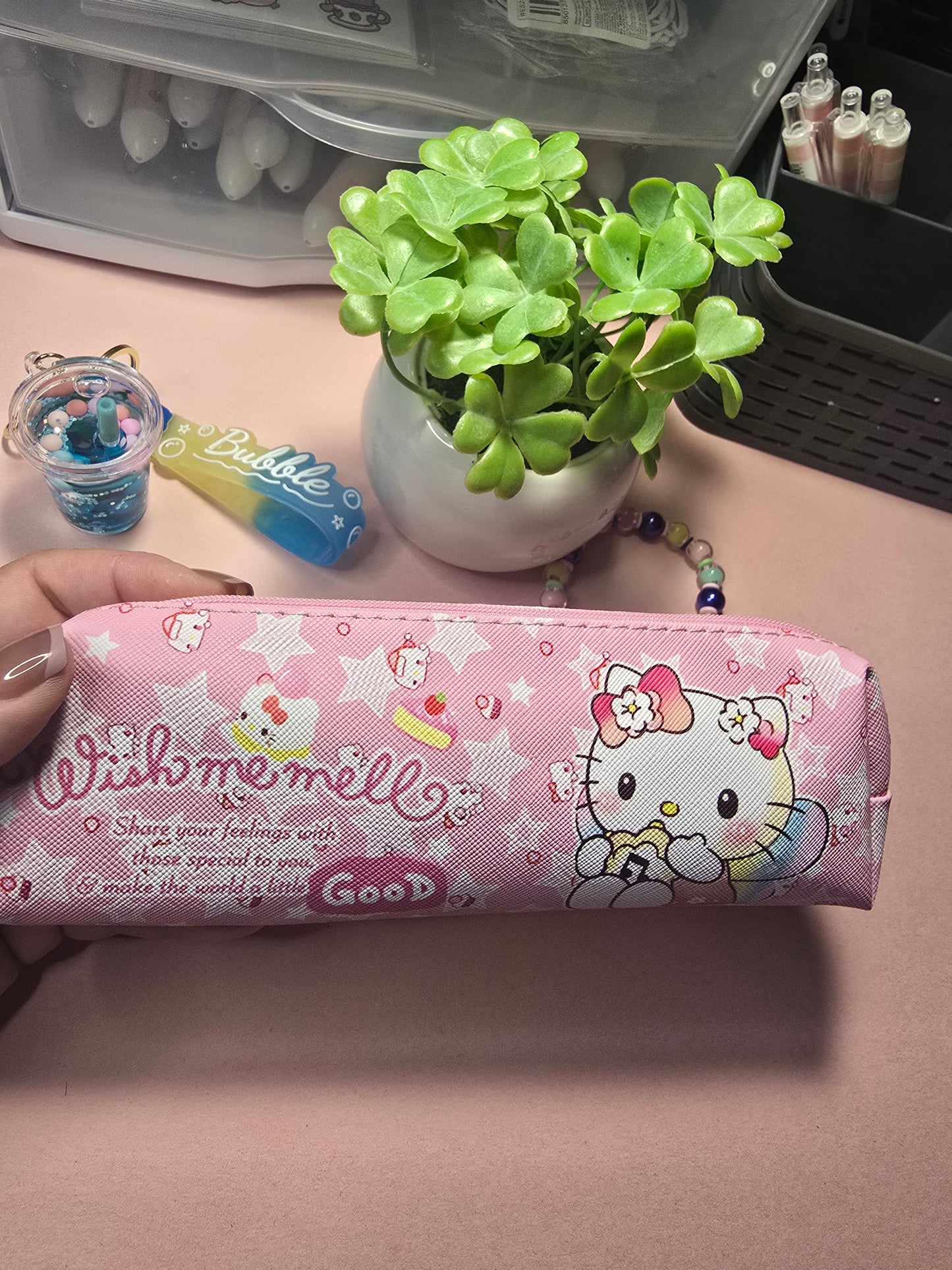 Hello Kitty Pink Pencil Case – Cute Kawaii Zipper Pouch for School & Office