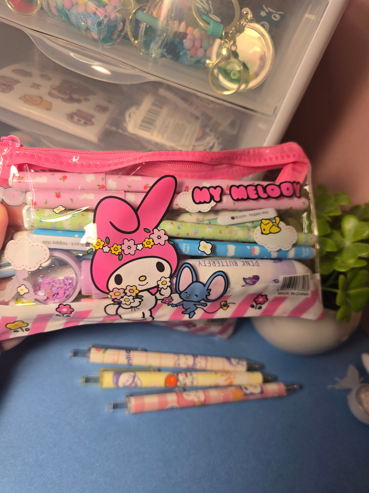 My Melody Transparent Pencil Case – Cute Kawaii Stationery Pouch 💙