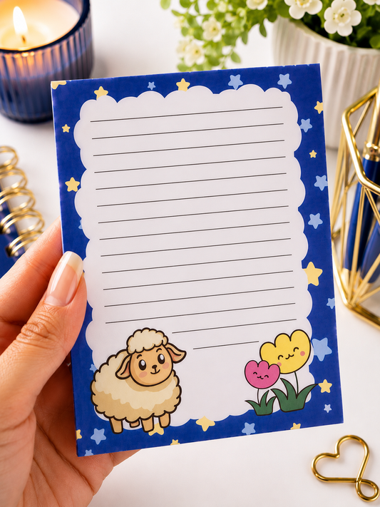 Cute Sheep Notepad | Kawaii Memo Pad 4.25x5.25 | Stationery Gift | To Do List Pad