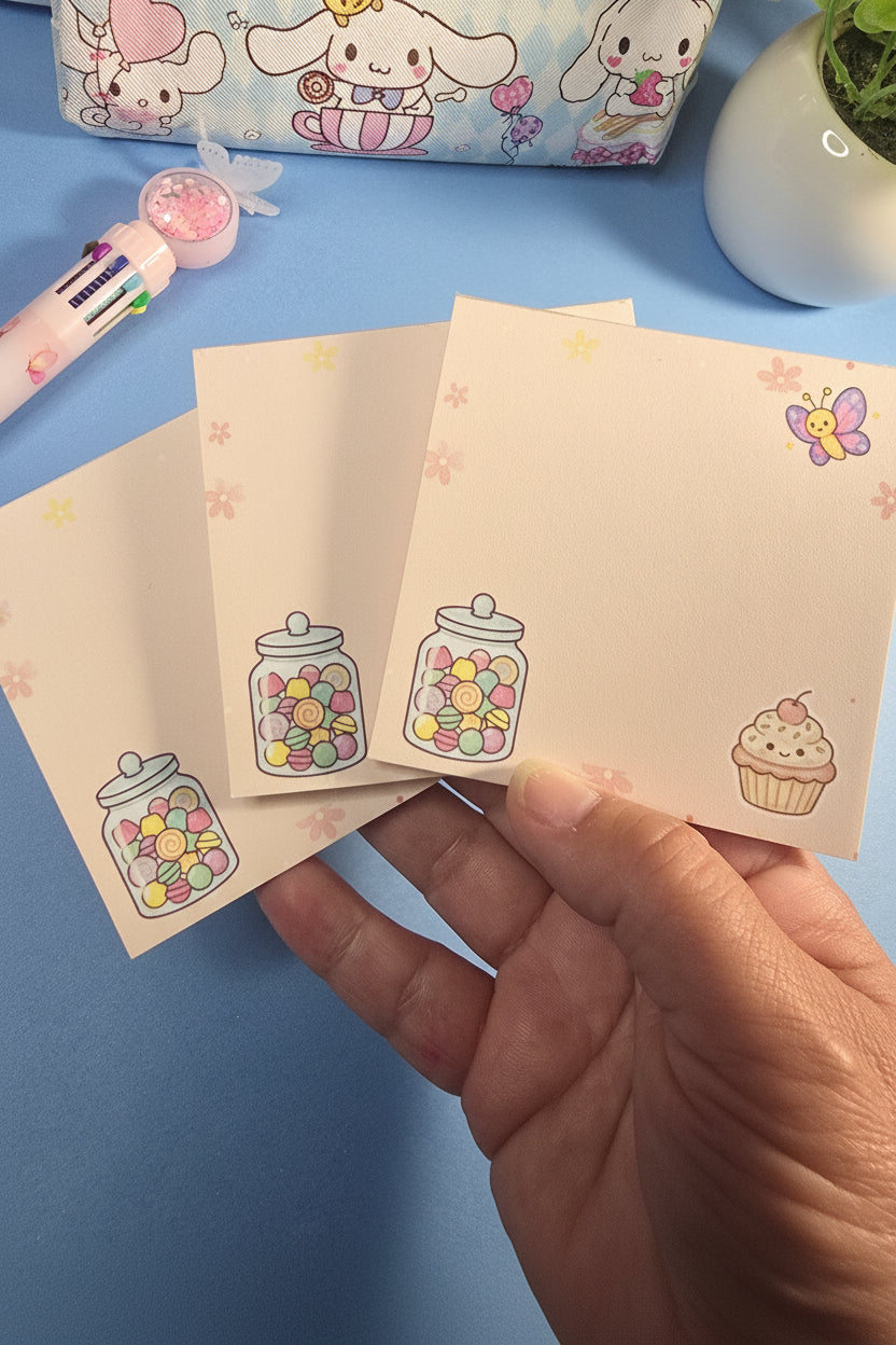Sweet Treats Memo Pad – Cute Kawaii Candy & Cupcake Notepad ⭐ 3x3