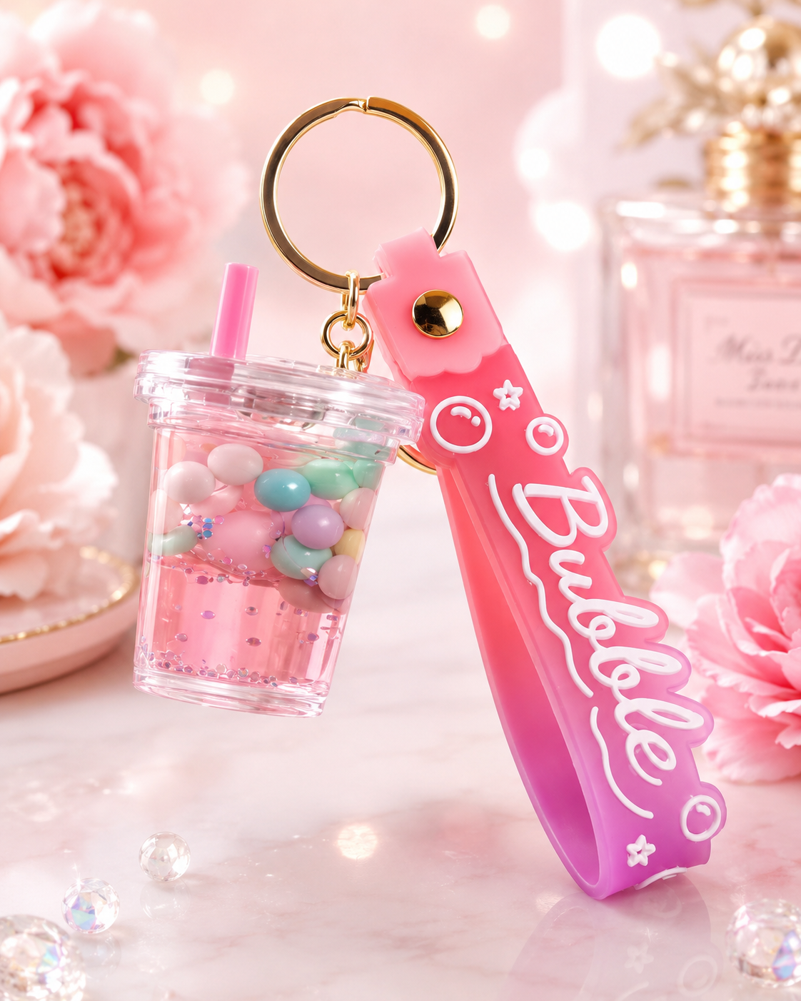 Cute Bubble Tea Shaker Keychain – Random Color Kawaii Charm
