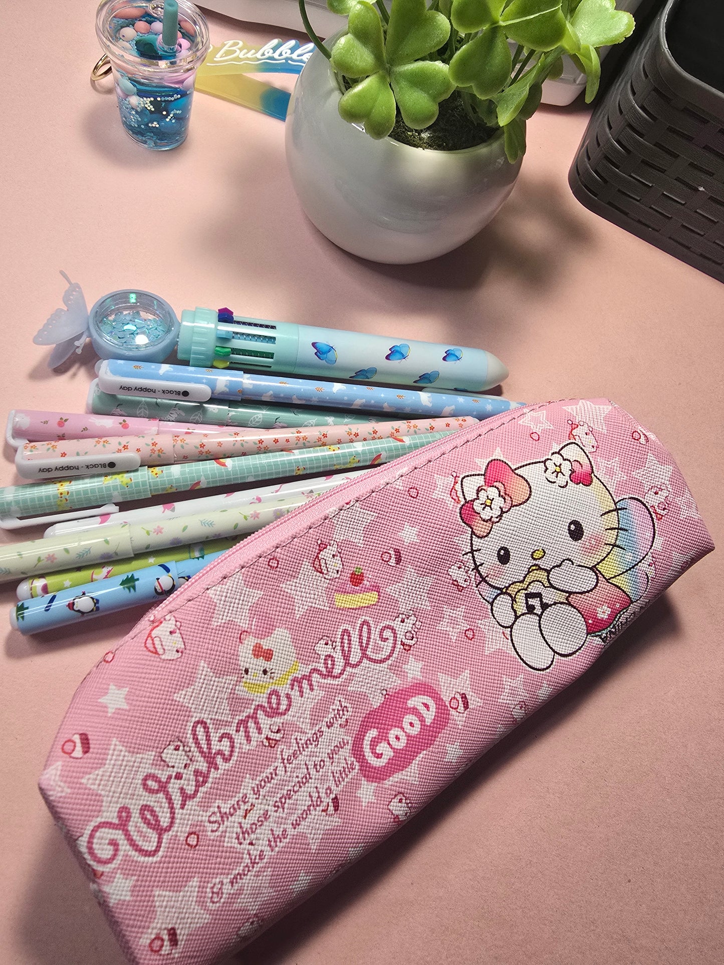 Hello Kitty Pink Pencil Case – Cute Kawaii Zipper Pouch for School & Office