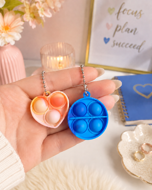 Mini Pop It Keychain – One Random Color & Style – Sensory Fidget Toy