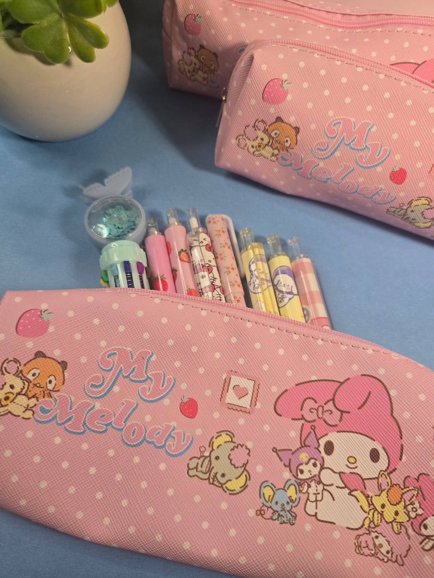 Étui à crayons rose Kawaii – Motif My Melody & amis 🌸